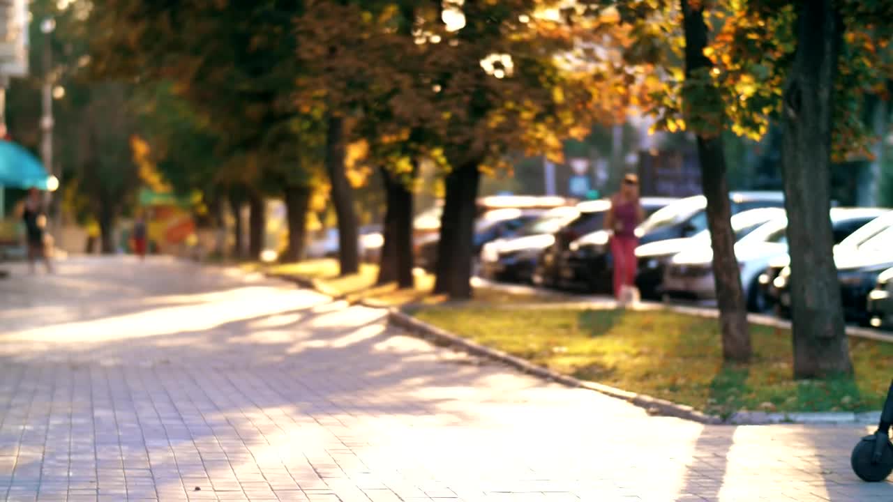 Stock Video Girl With Glasses Traveling On A Scooter In The City Live Wallpaper For PC - Free Download
