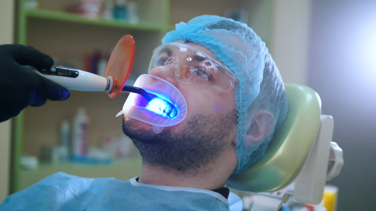 Stock Video Patient During A Dental Whitening Session Live Wallpaper - Free Download