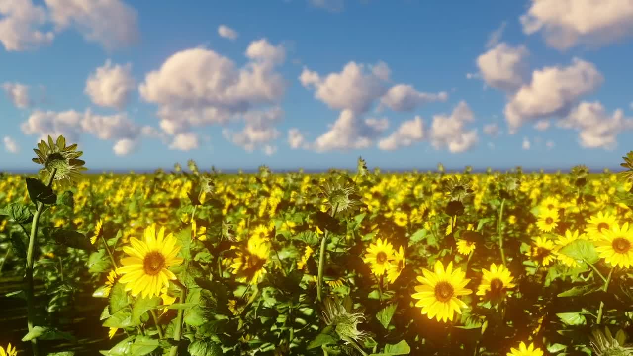 Free Video Stock Sunflower Field On A Clear Sunny Day Live Wallpaper - Free Download