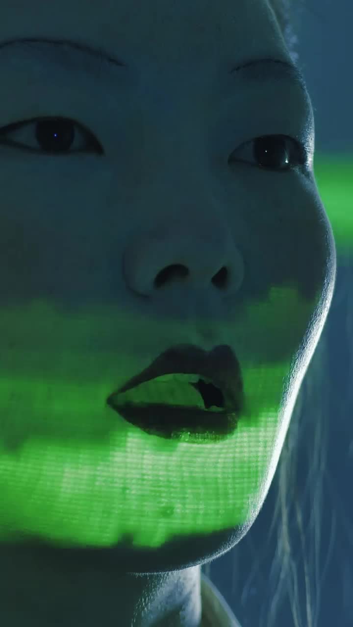 Stock Video Female Cyborg Model While Talking Live Wallpaper For PC - Free Download