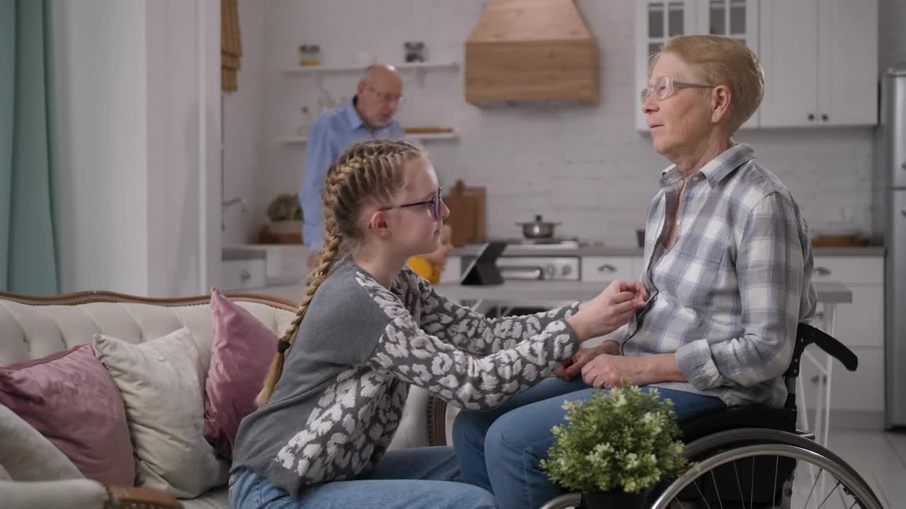 Stock Video Granddaughter Assisting Her Relative Live Wallpaper For PC - Free Download