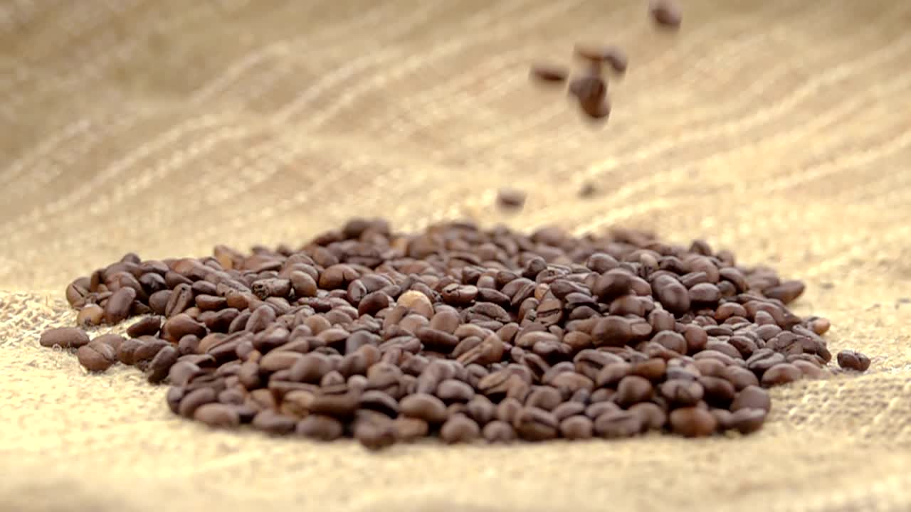 Stock Video Coffee Beans Falling Over A Sack Live Wallpaper For PC - Free Download