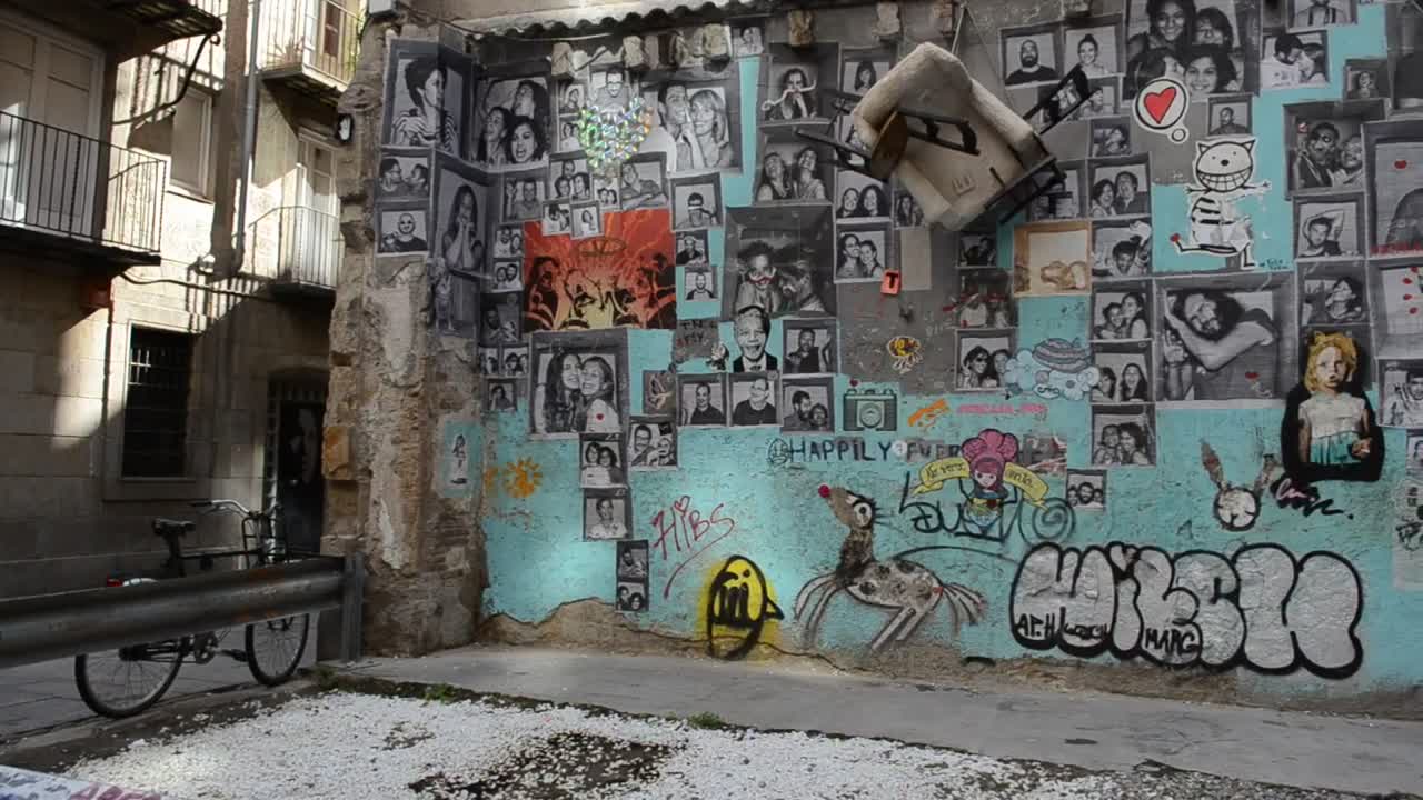 Stock Footage Wall With Portraits And Graffiti Live Wallpaper - Free Download