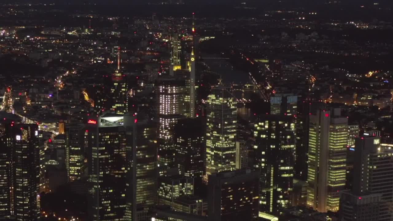 Stock Video Frankfurt At Night In The Distance Aerial Shot Live Wallpaper For PC - Free Download