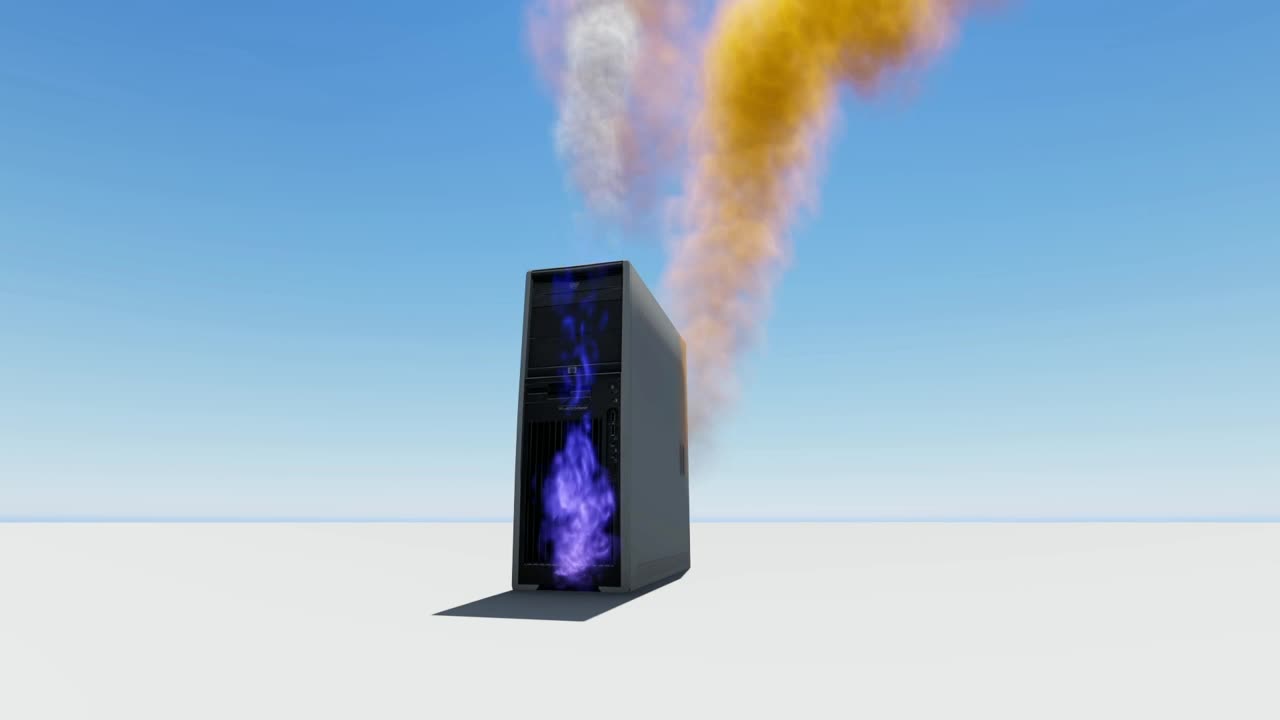 Stock Video Computer Burning On Fire In Empty Space D Live Wallpaper For PC - Free Download