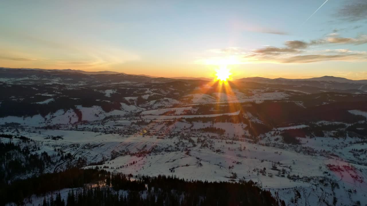 Free Video Stock Sun Setting Behind The Winter Mountains Live Wallpaper - Free Download