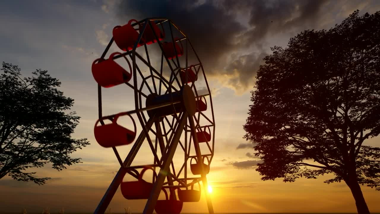 Stock Video Ferris Wheel At Sunset D Animation Live Wallpaper For PC - Free Download