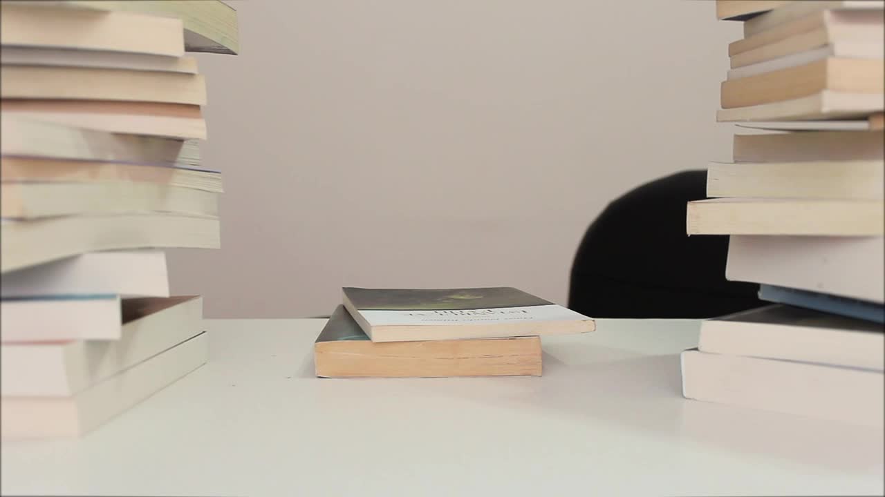Video Stock Person Sits Down To Read Surrounded By Many Books Live Wallpaper Free - Free Download