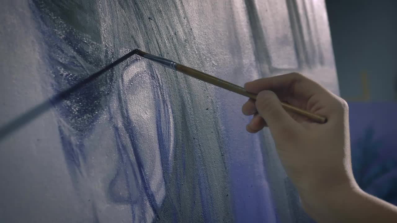 Stock Video Detail View Of An Artist Painting A Picture Live Wallpaper For PC - Free Download