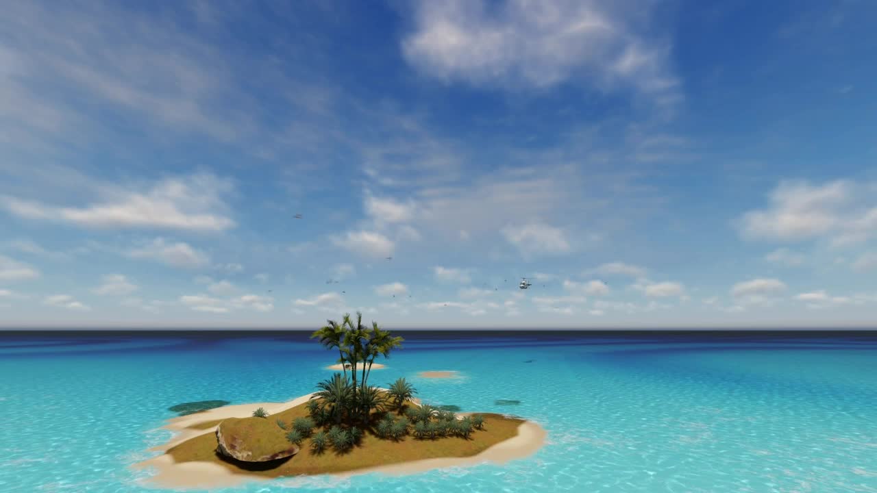 Stock Video Helicopter Flying Over A Small Island Animated Wallpaper - Free Download