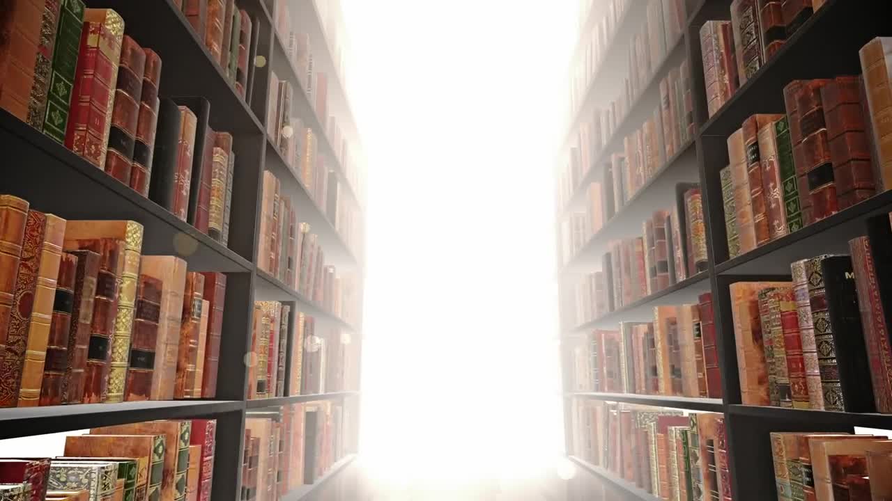 Stock Video Light At The End Of Bookstore Shelves Animated Wallpaper - Free Download
