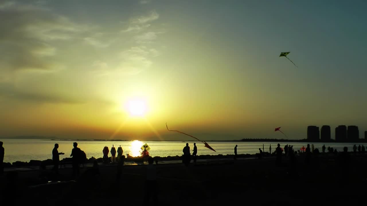 Stock Video Kites On The Beach At Sunset Animated Wallpaper - Free Download