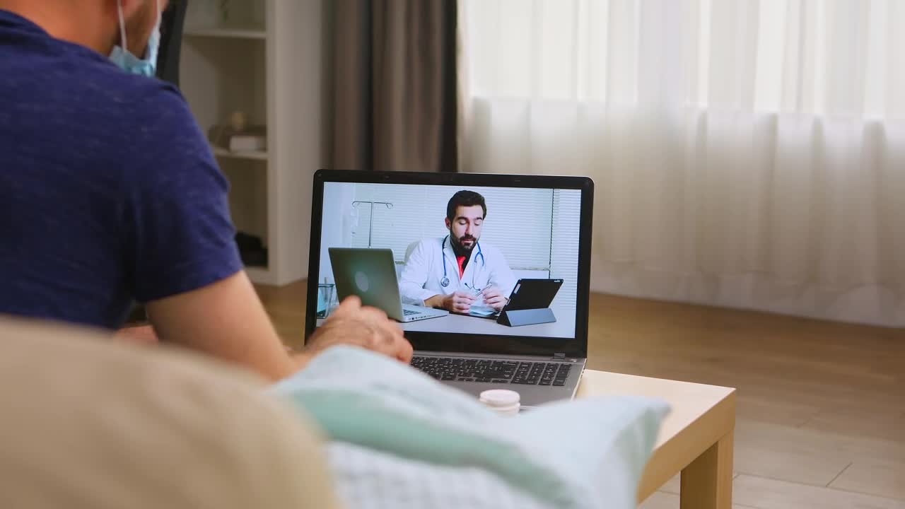 Free Stock Video Sick Man In Video Call With Doctor During Virus Lockdown Live Wallpaper - Free Download