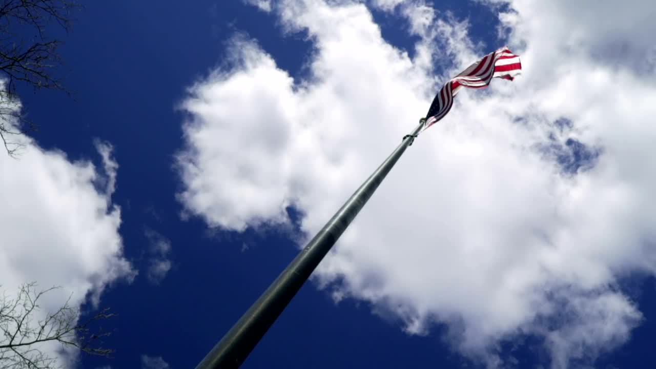 Stock Video Deep Blue Sky Above The American Flag Live Wallpaper For PC - Free Download
