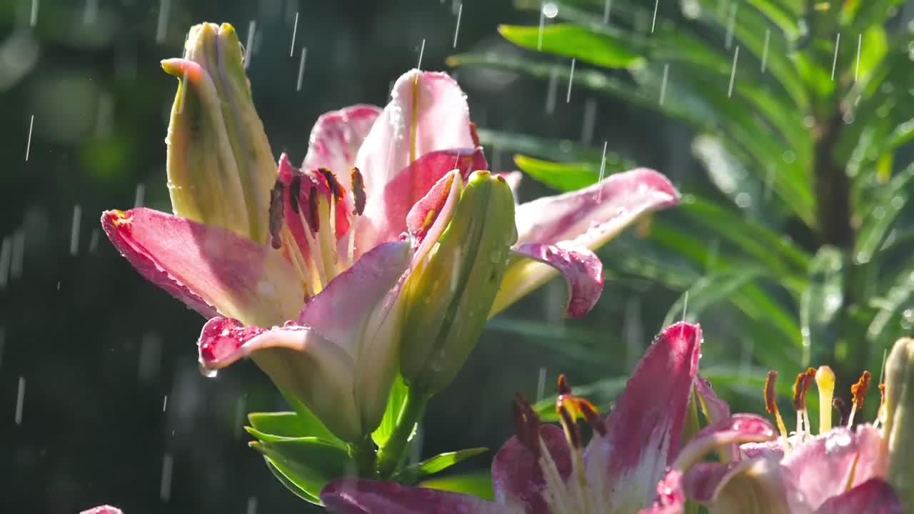 Video Stock Pink Lily Flower Under Rain Live Wallpaper Free - Free Download