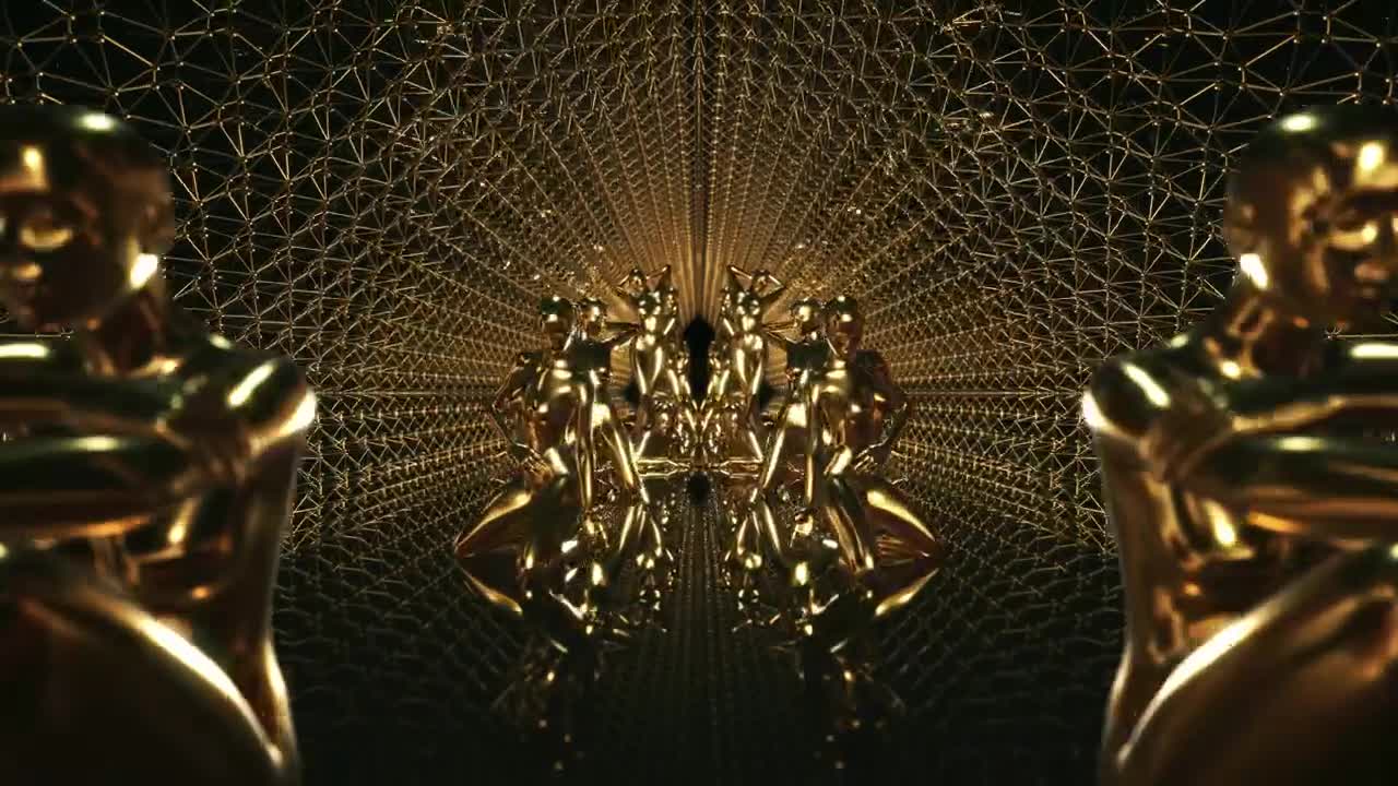 Stock Video Golden Woman Sculptures In A Virtual Hallway Live Wallpaper For PC - Free Download