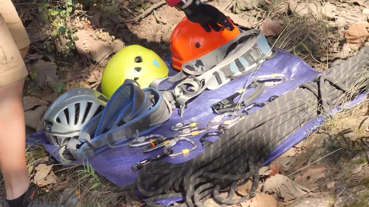 Stock Video Mountaineer Man Preparing His Safety Equipment Live Wallpaper - Free Download