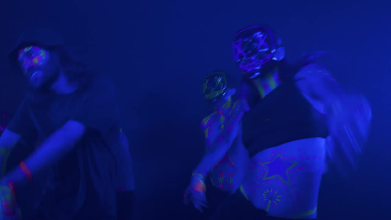 Stock Video Dynamic Choreography Of People With Mask In The Dark Live Wallpaper For PC - Free Download