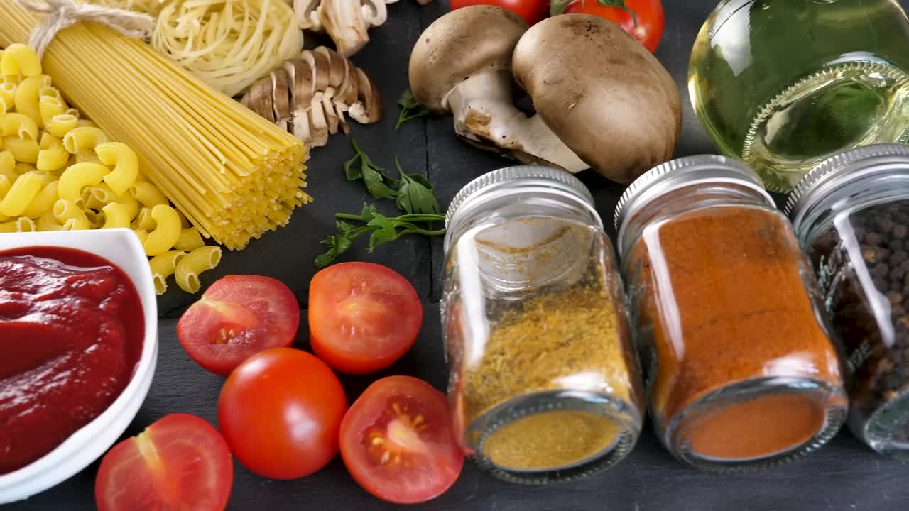 Free Video Stock Spaghetti Ingredients On A Table Live Wallpaper - Free Download