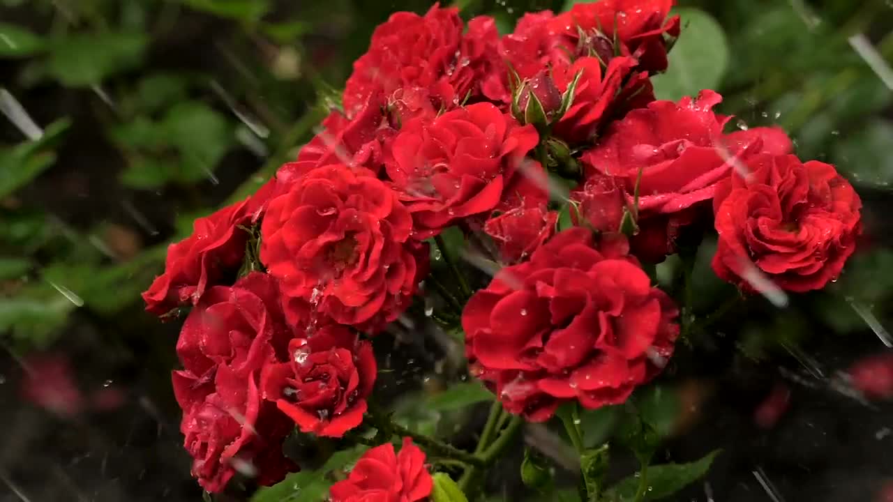 Video Stock Red Flowers Wet From The Rain Live Wallpaper Free - Free Download