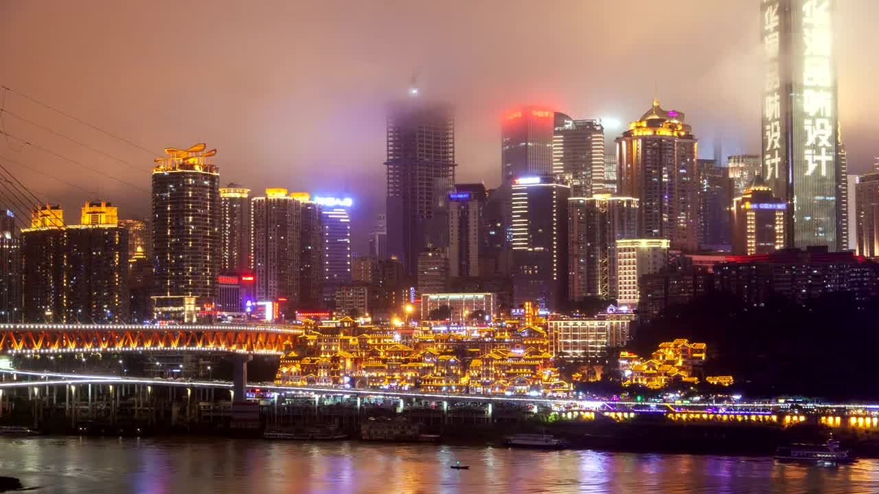 Video Stock Chongqing Flashing Cityscape On A Cloudy Day Live Wallpaper For PC - Free Download