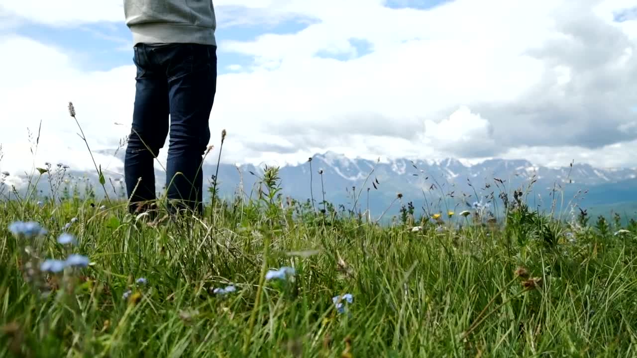 Stock Video Man Using Mobile Gps In Mountain Meado Animated Wallpaper - Free Download