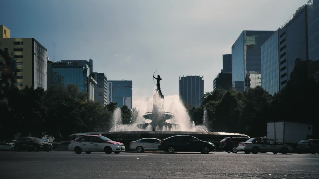 Stock Footage Water Fountain Statue At Roundabout Live Wallpaper - Free Download