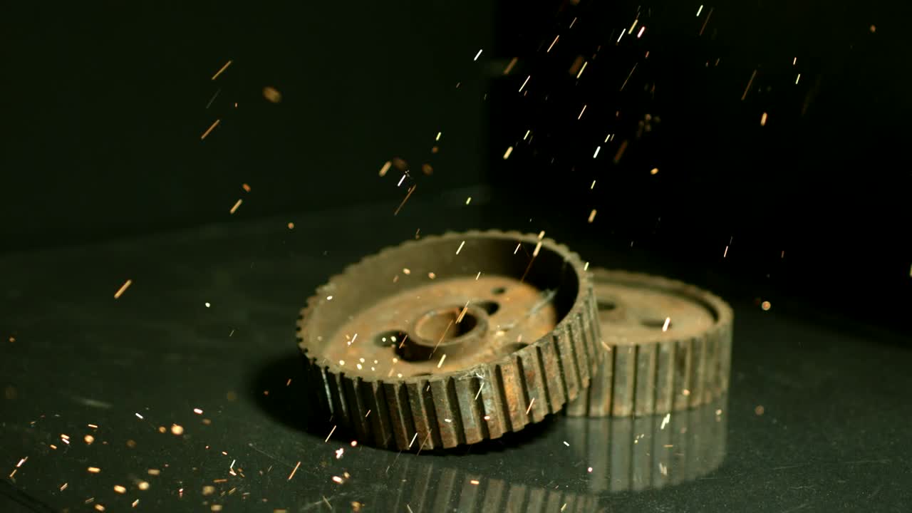 Free Video Stock Sparks Falling Into Industrial Gears Live Wallpaper - Free Download