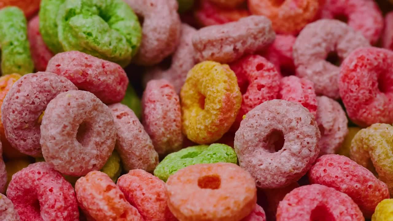 Free Video Stock Slowly Rotating Colored Sugary Rings Cereal Live Wallpaper - Free Download