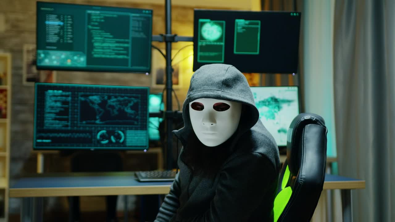 Video Stock Portrait Of A Hacker Wearing A Mask Live Wallpaper Free - Free Download