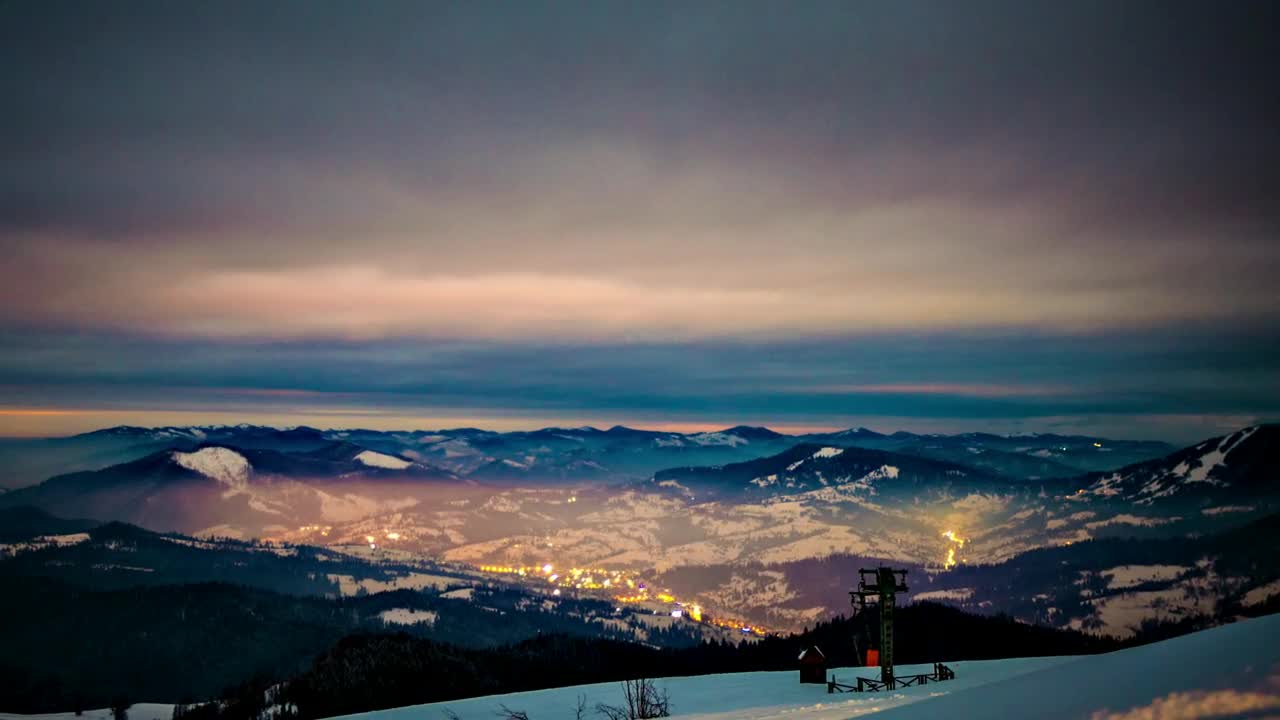 Video Stock City Among Mountains At Winter Night Live Wallpaper For PC - Free Download