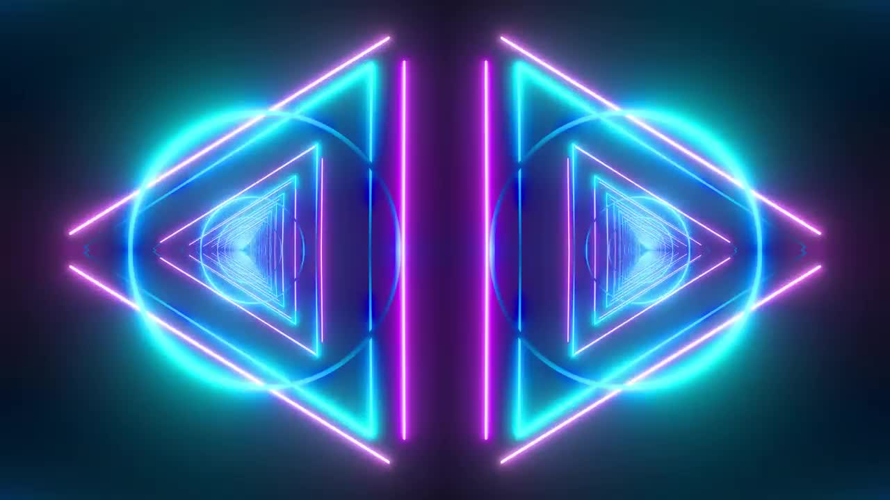 Stock Video Neon Light Triangle And Circle Tunnels Live Wallpaper - Free Download