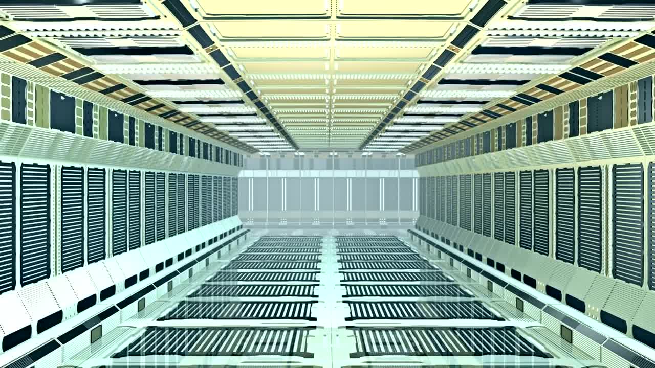 Stock Video Futuristic Corridor Of A Spaceship Loop Video Live Wallpaper For PC - Free Download