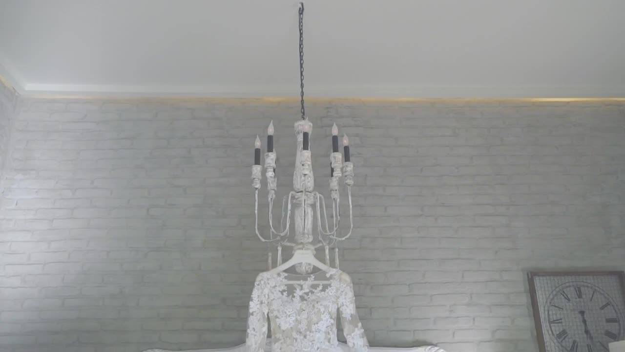 Stock Video Beautiful Wedding Dress Hanging In A White Room Live Wallpaper For PC - Free Download