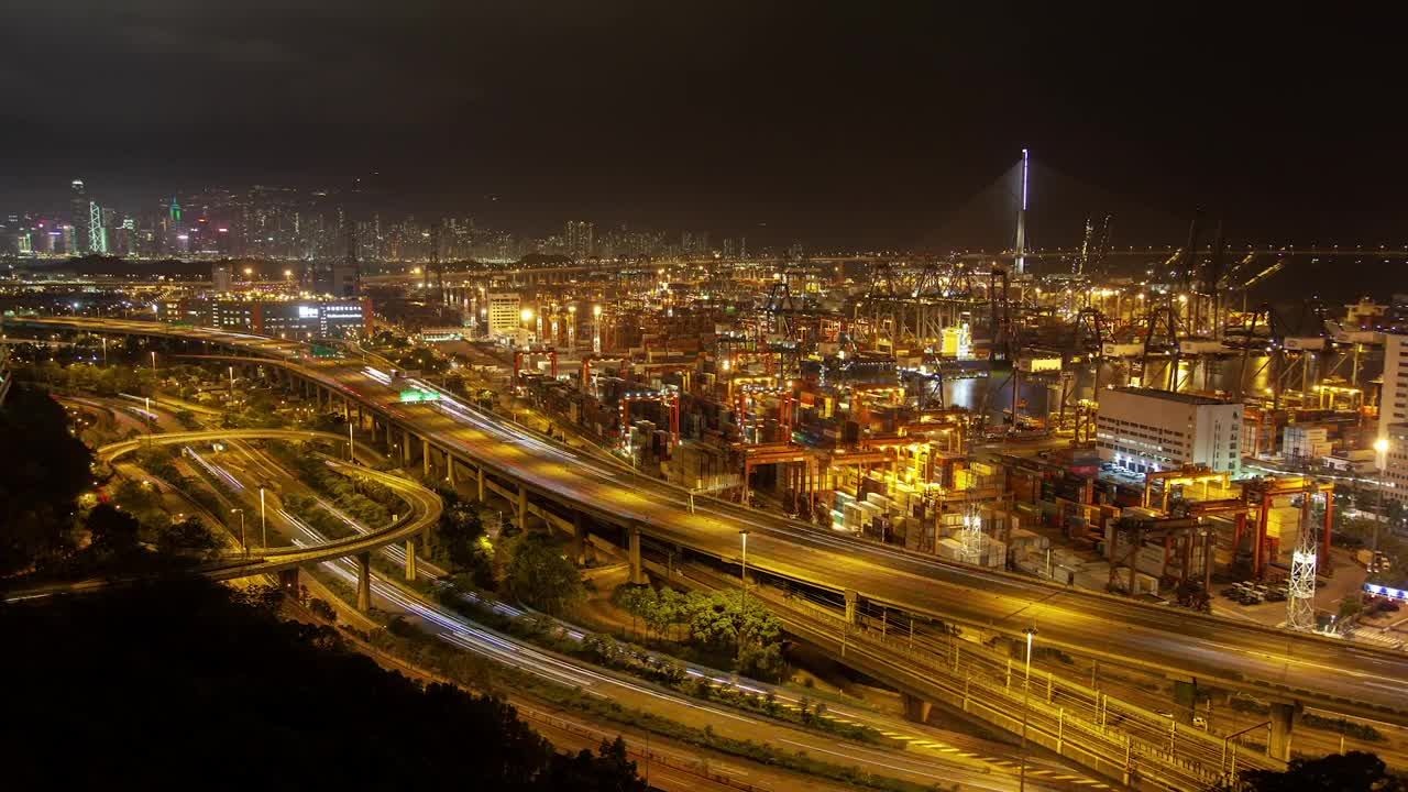Stock Video Containerport In Hong Kong And Overpass Live Wallpaper For PC - Free Download