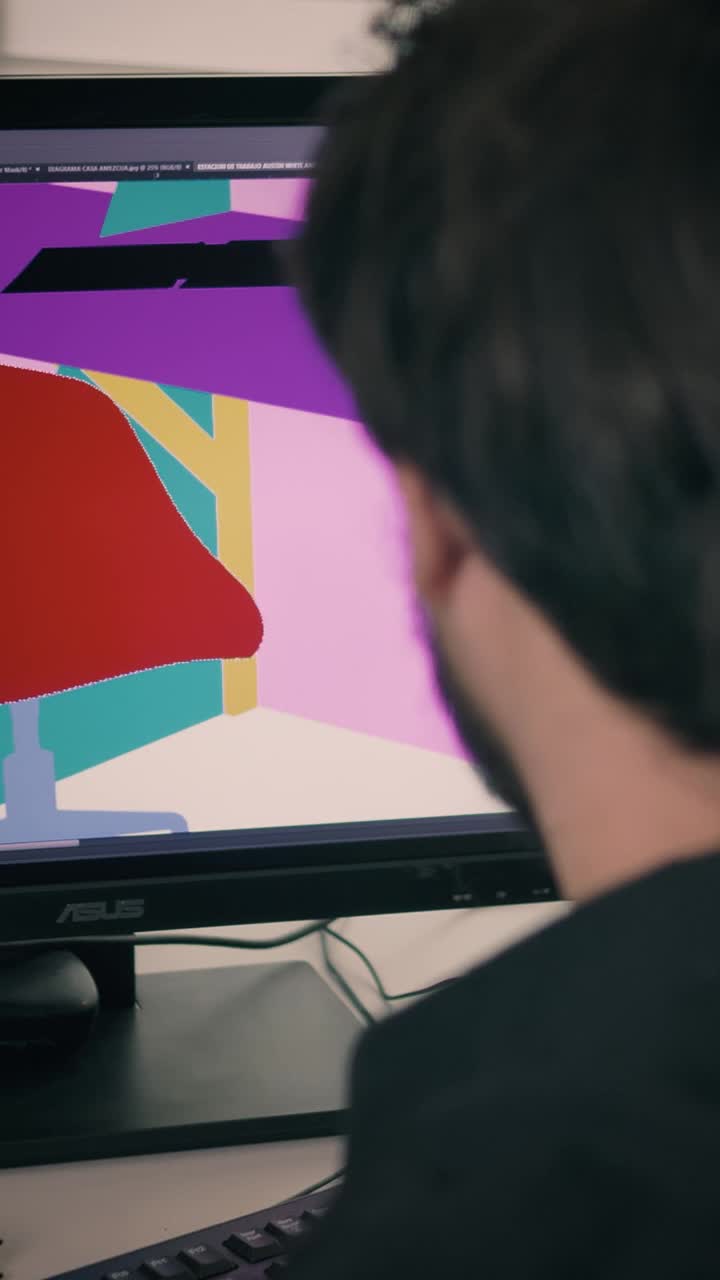 Stock Video Furniture Designer Editing An Image On His Computer Live Wallpaper For PC - Free Download