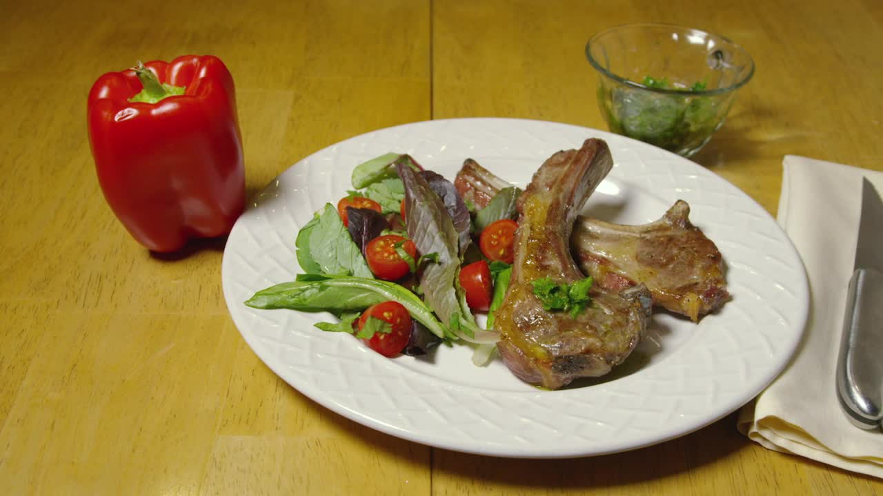 Stock Video Lamb With Salad And Herbs Animated Wallpaper - Free Download