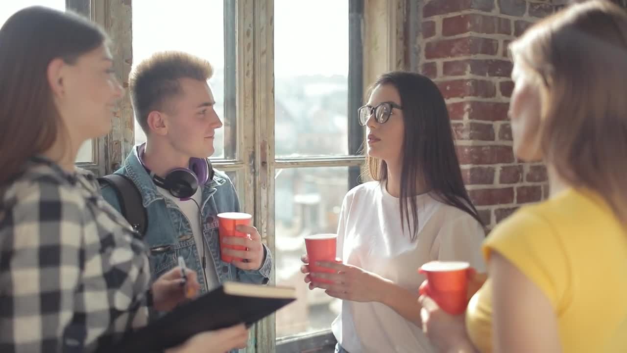 Stock Video Group Of Friends Share Drinks And Ideas By Window Live Wallpaper For PC - Free Download