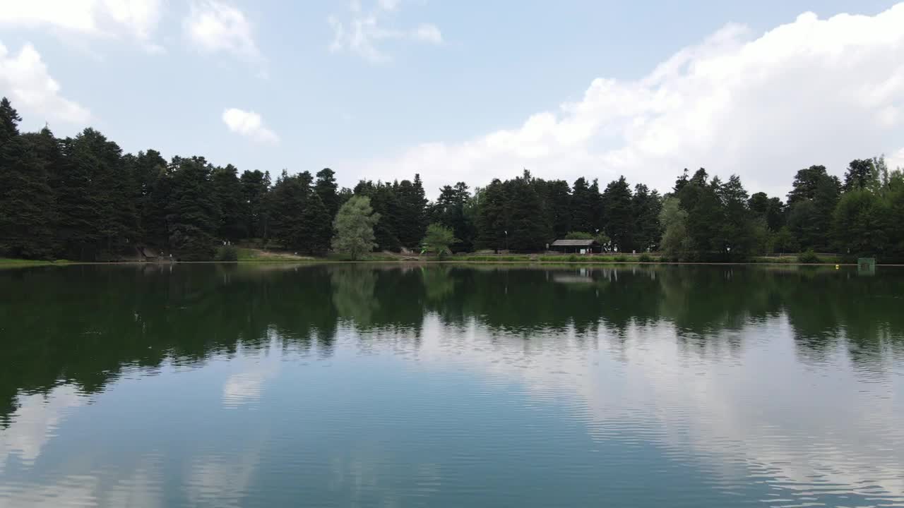 Stock Video Lake Reflecting A Green Landscape And The Sky Animated Wallpaper - Free Download