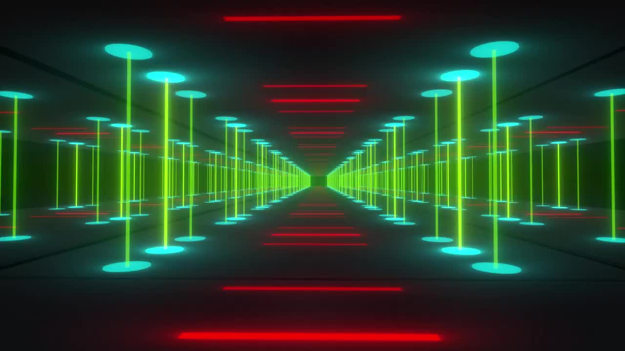 Free Stock Video Tunnel Between Walls Of Beams Of Green Color Light Live Wallpaper - Free Download