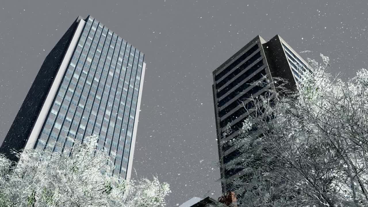 Stock Video Low View Of An Office Building While Snowing Animated Wallpaper - Free Download