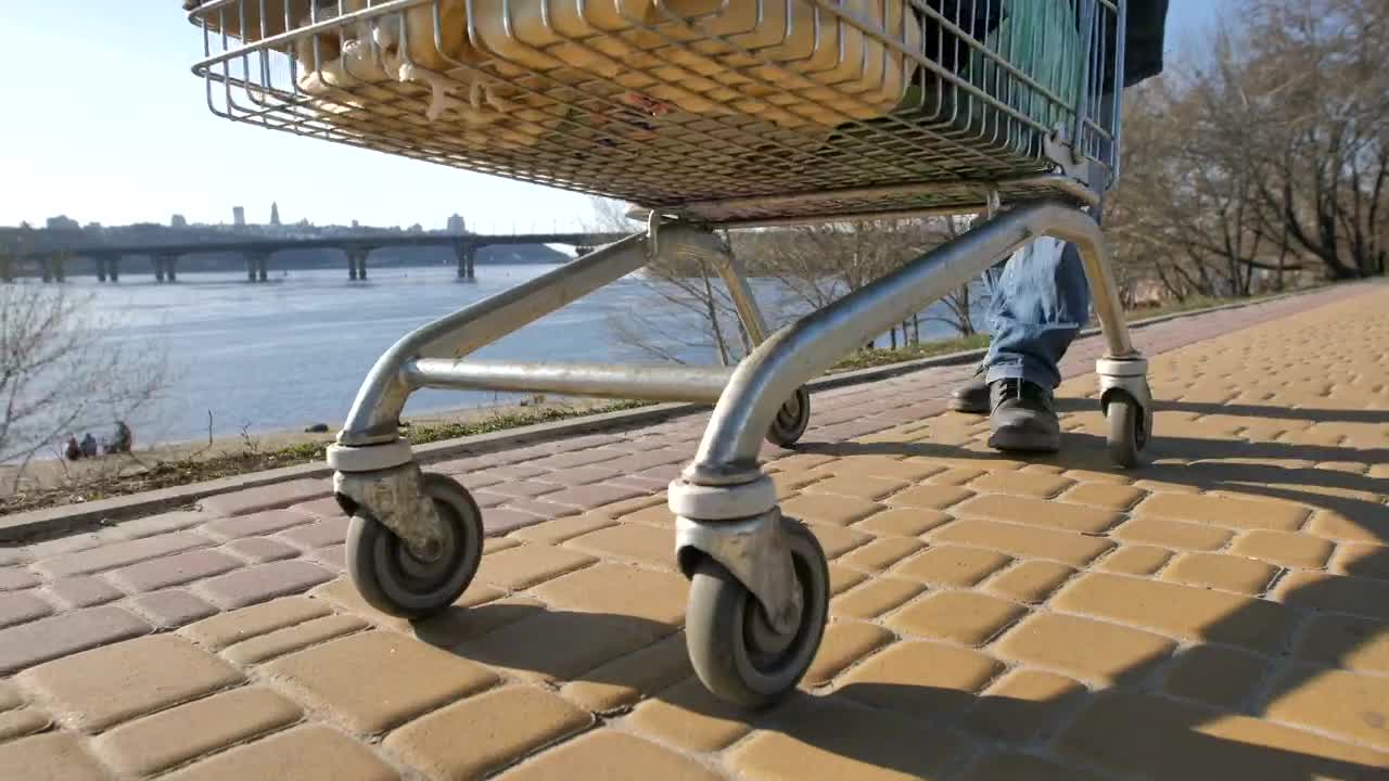 Stock Video Homeless Man With A Cart Animated Wallpaper - Free Download