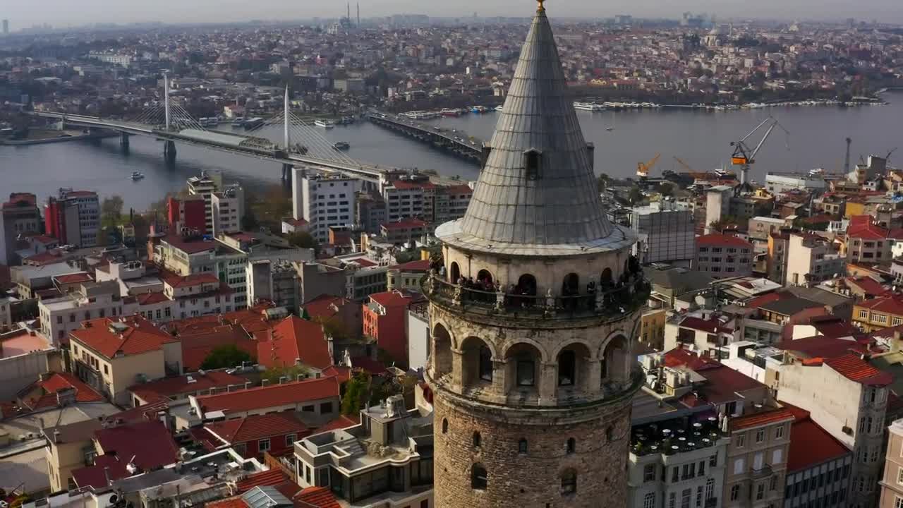 Stock Video Drone Flying Above Galata Tower Live Wallpaper For PC - Free Download