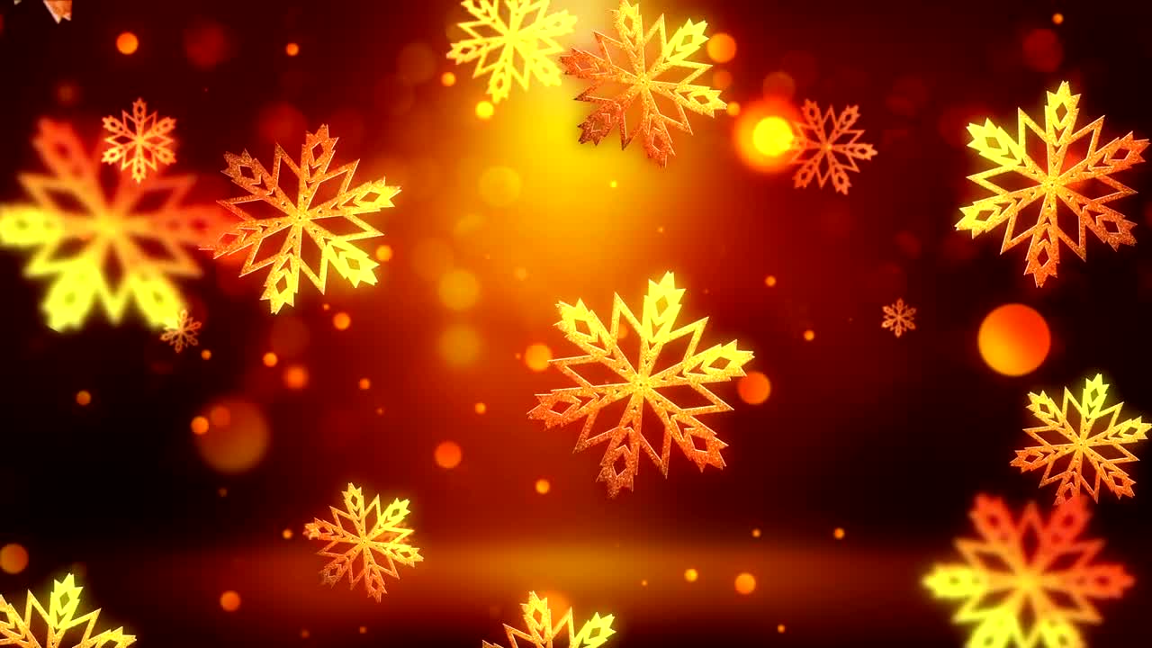 Stock Video Golden Snowflakes Falling On Red Background Live Wallpaper For PC - Free Download