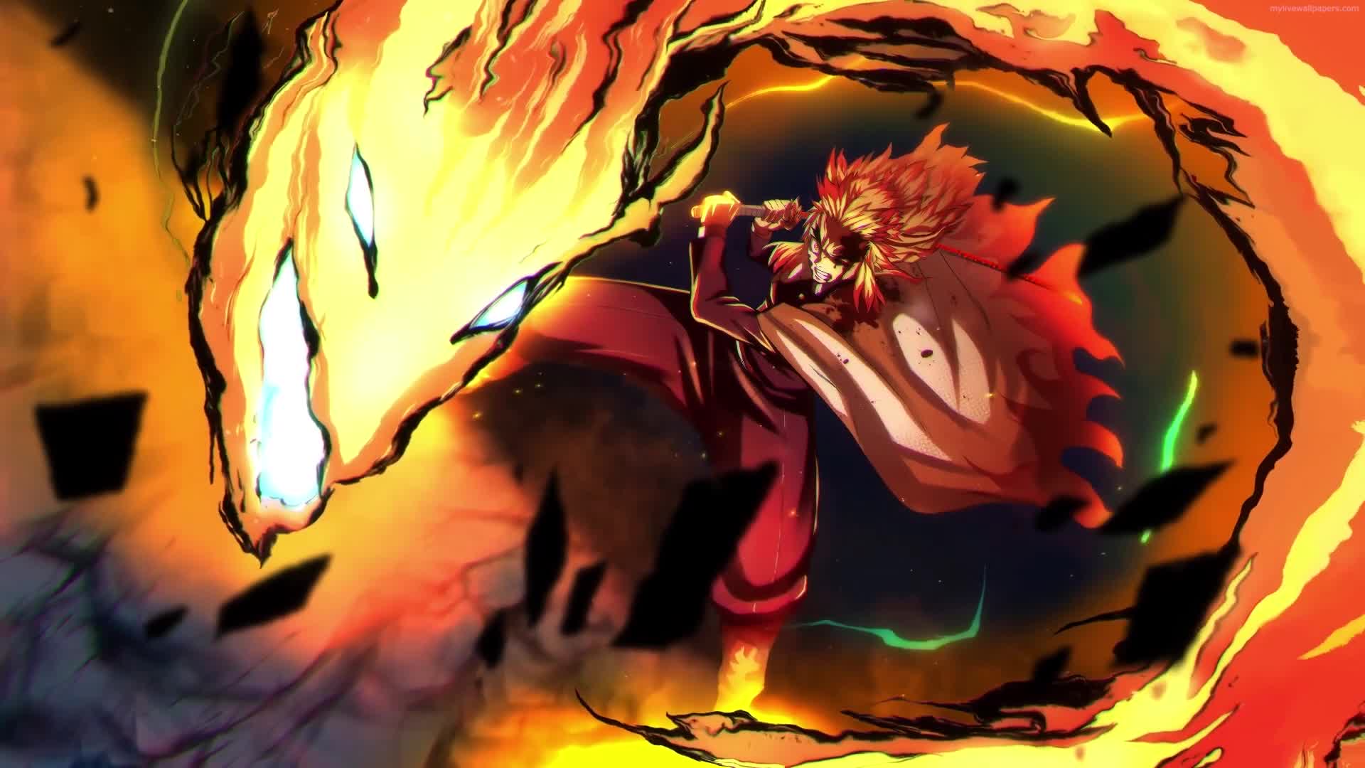 9Th Form Flame Breathing Kyojuro Rengoku Hd Quality Live Wallpaper - Free Download