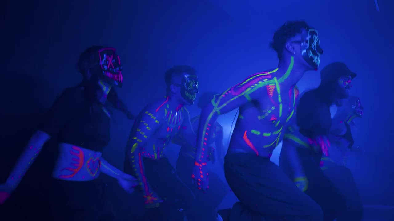 Video Stock Choreography Of A Group Of Dancers With Masks Live Wallpaper For PC - Free Download