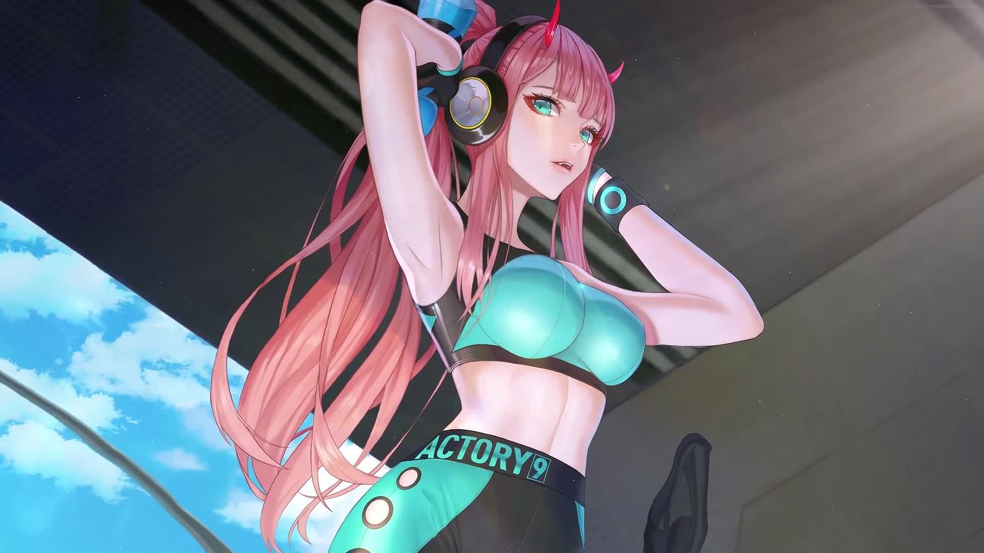Zero Two Darling In The Franxx Girl In Gym Anime Live Wallpaper  - Free Download