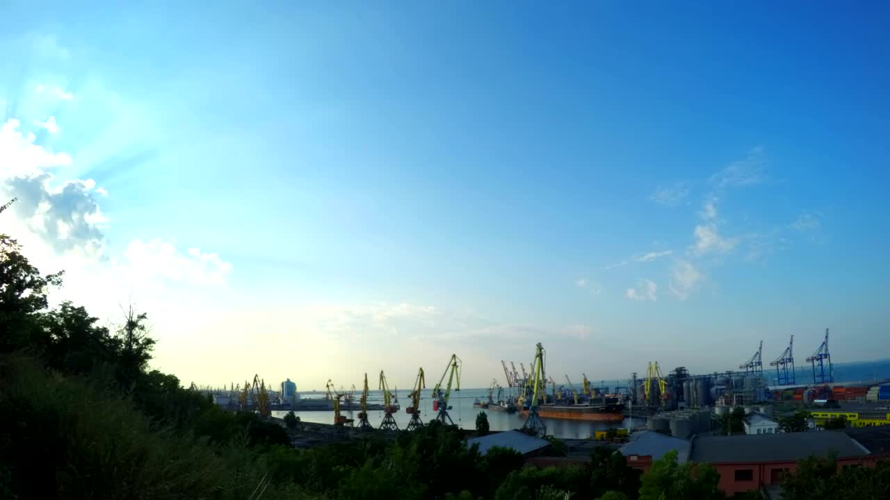 Stock Video Cranes Working On The Trading Port Live Wallpaper For PC - Free Download