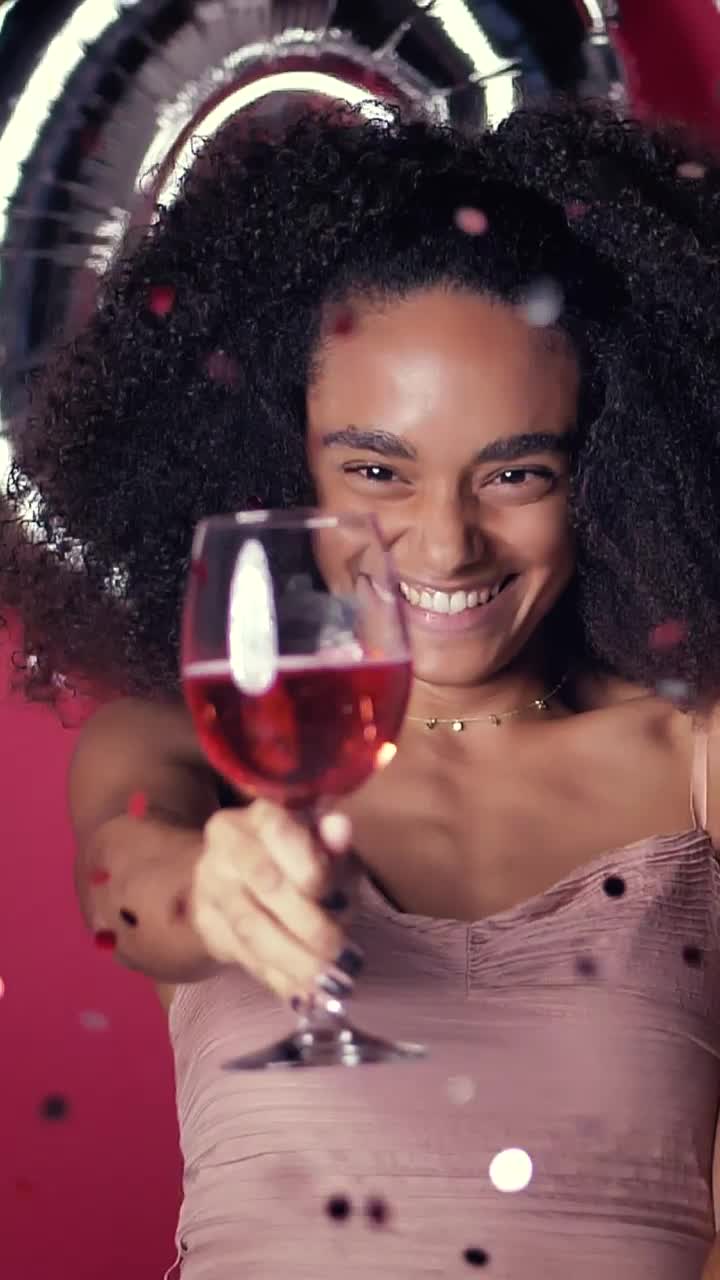 Stock Video Curly Haired Young Woman Toasting On Valentines Day Live Wallpaper For PC - Free Download