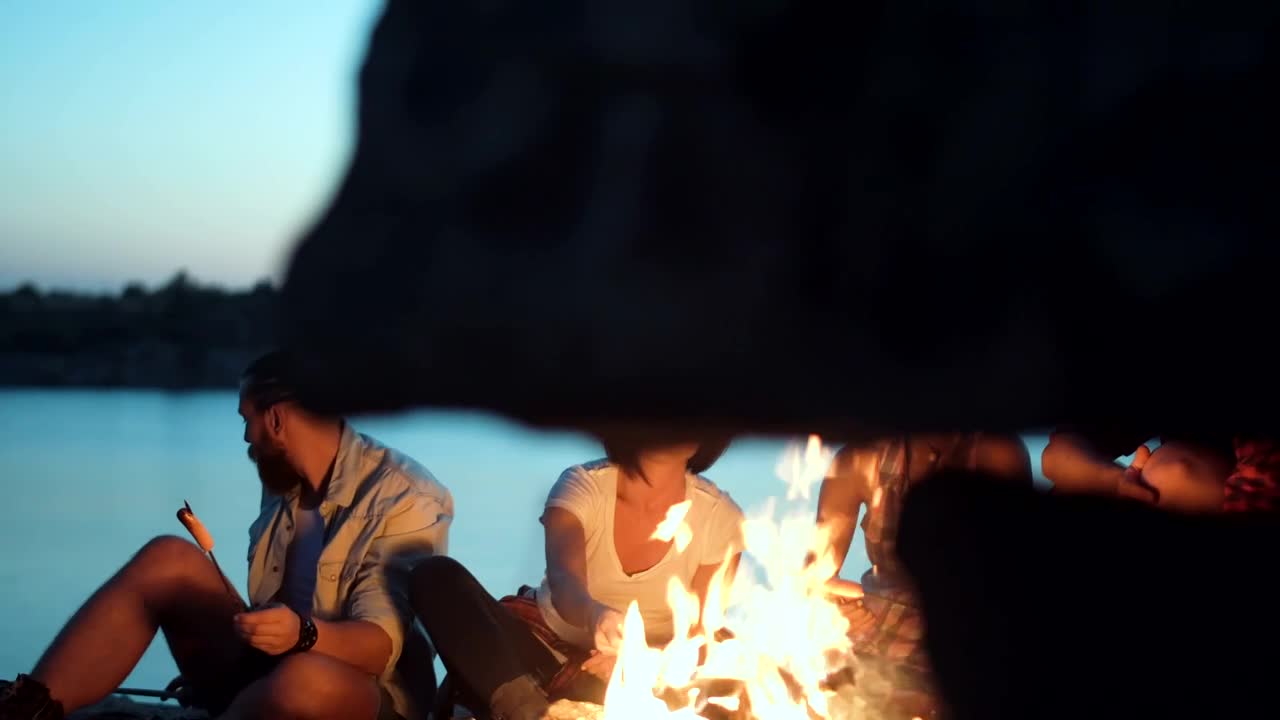 Video Stock Campers Grilling Food At The Campfire Live Wallpaper For PC - Free Download